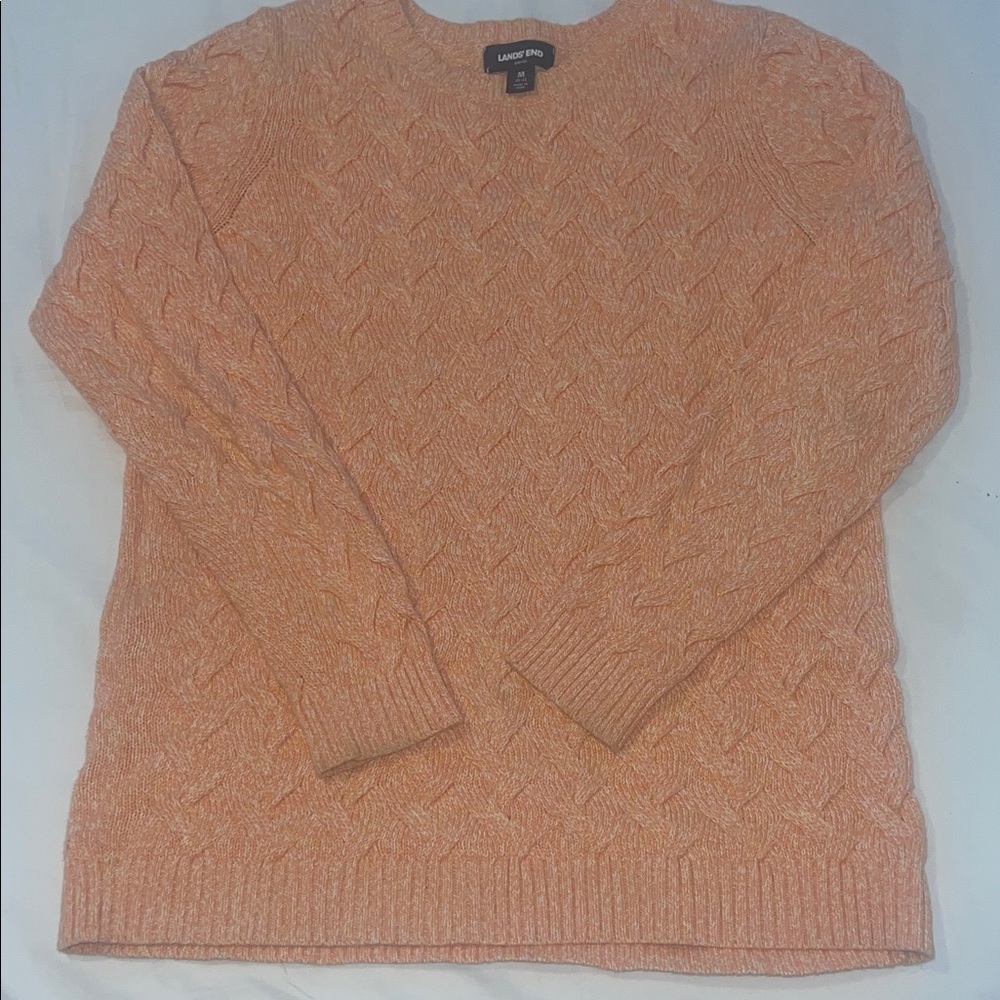 Lands' End Peach Cotton Cable Knit Sweater